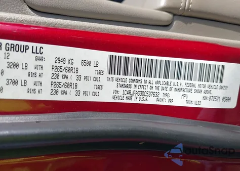 2013 Jeep Grand Cherokee Laredo z USA, uszkodzony, nr VIN 1C4RJFAG3DC537632